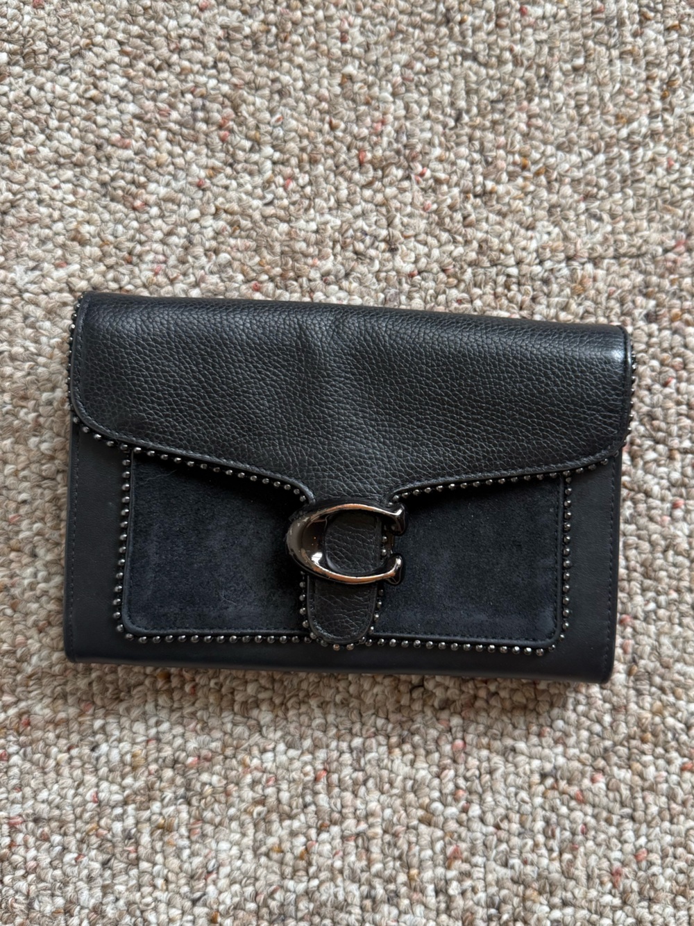 Coach Chain Tabby Leather Clutch with Silver Hardware